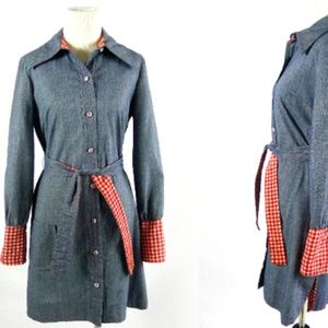 70's Vintage Chambray Shirtdress - Size Medium
